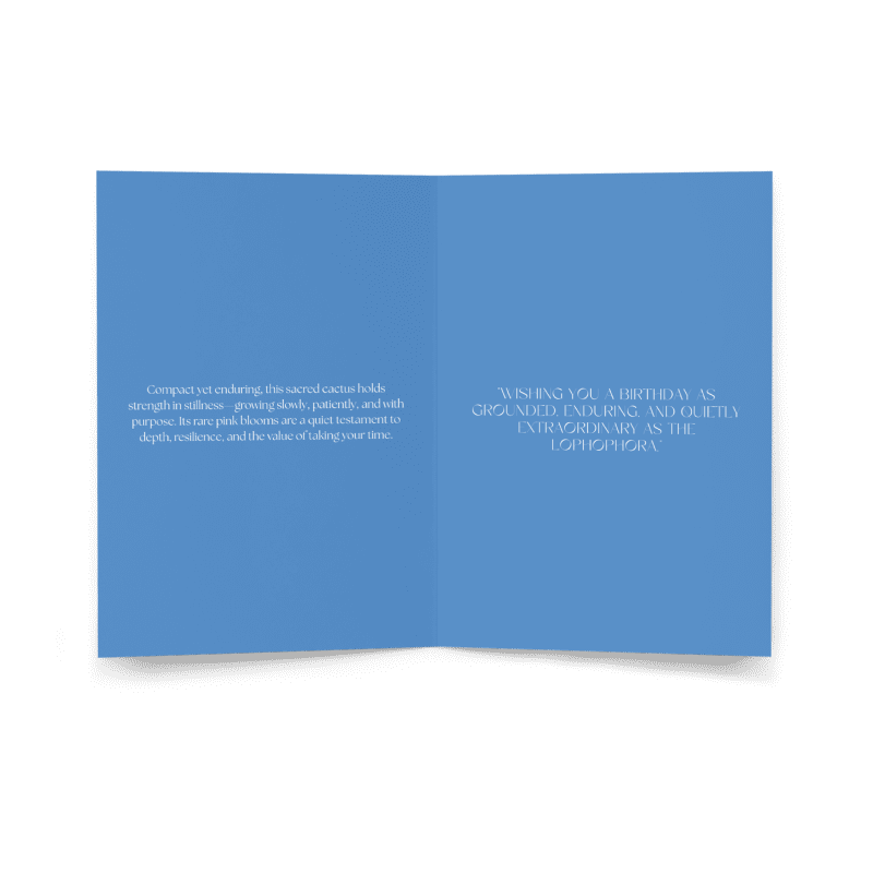Peyote Cactus Birthday Card – Sacred Stillness Edition (Lophophora williamsii)