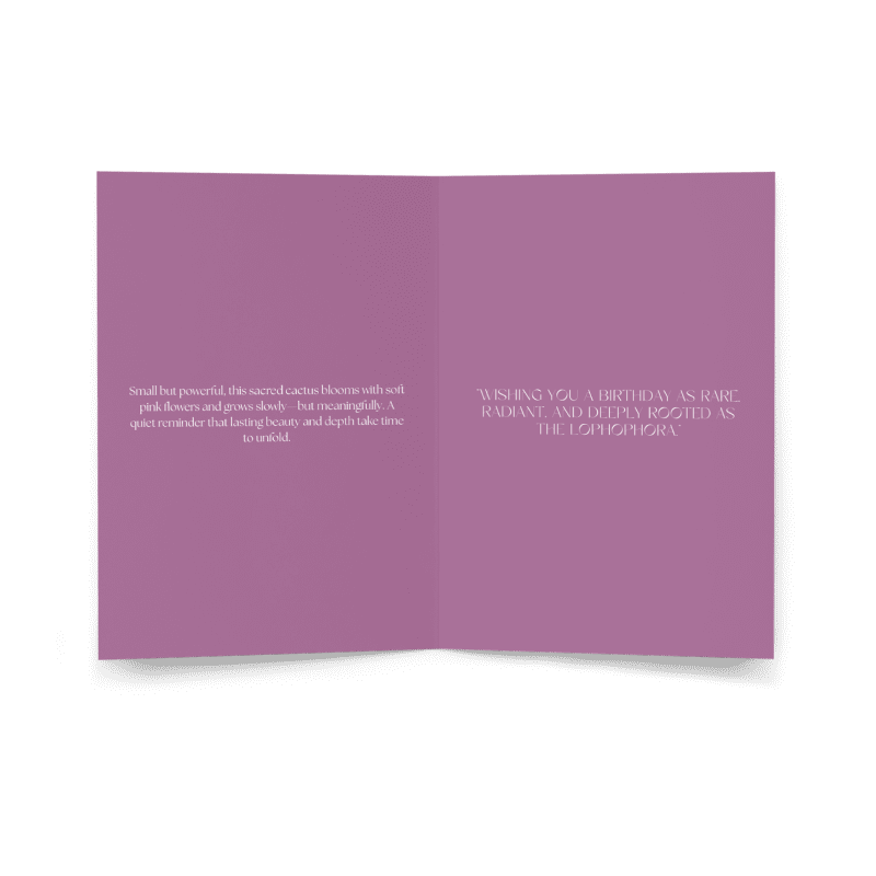 Peyote Cactus Birthday Card – Soft Bloom Edition (Lophophora williamsii)